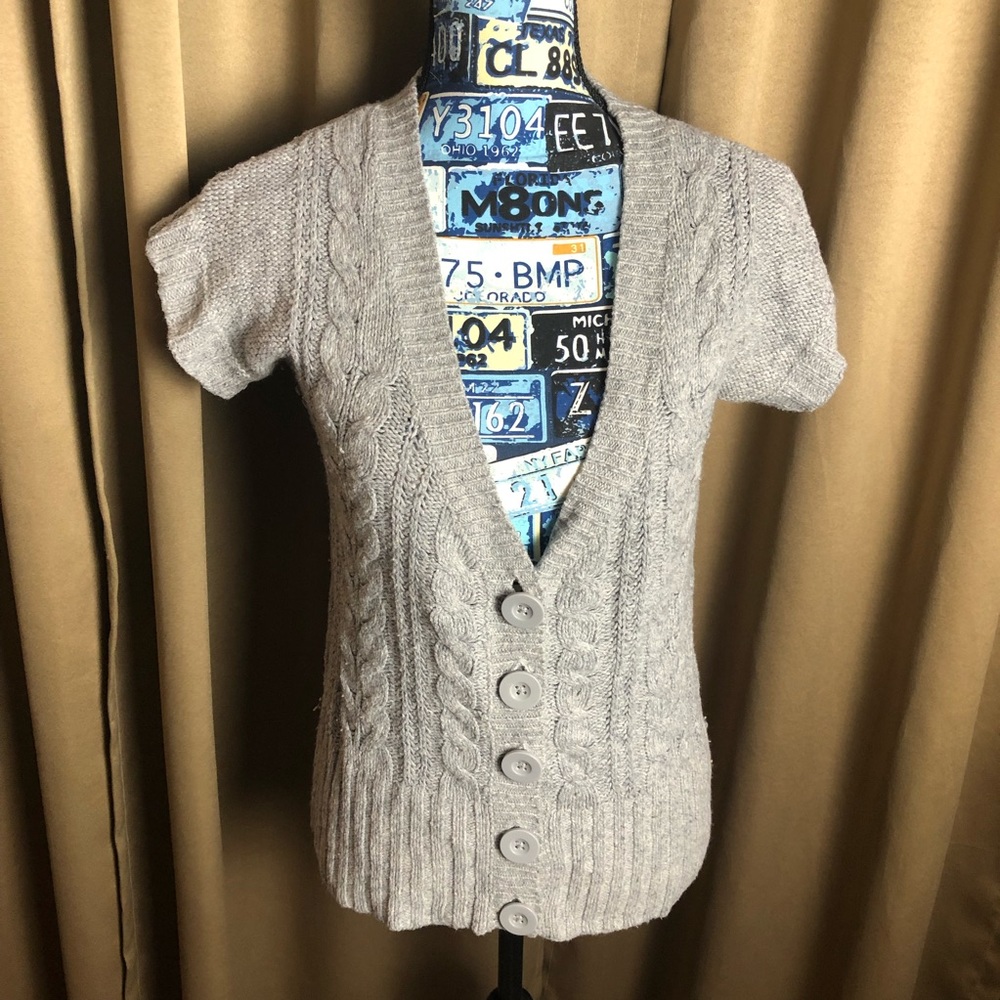 Mudd Knit Sweater Short Sleeve Button Front Cardigan